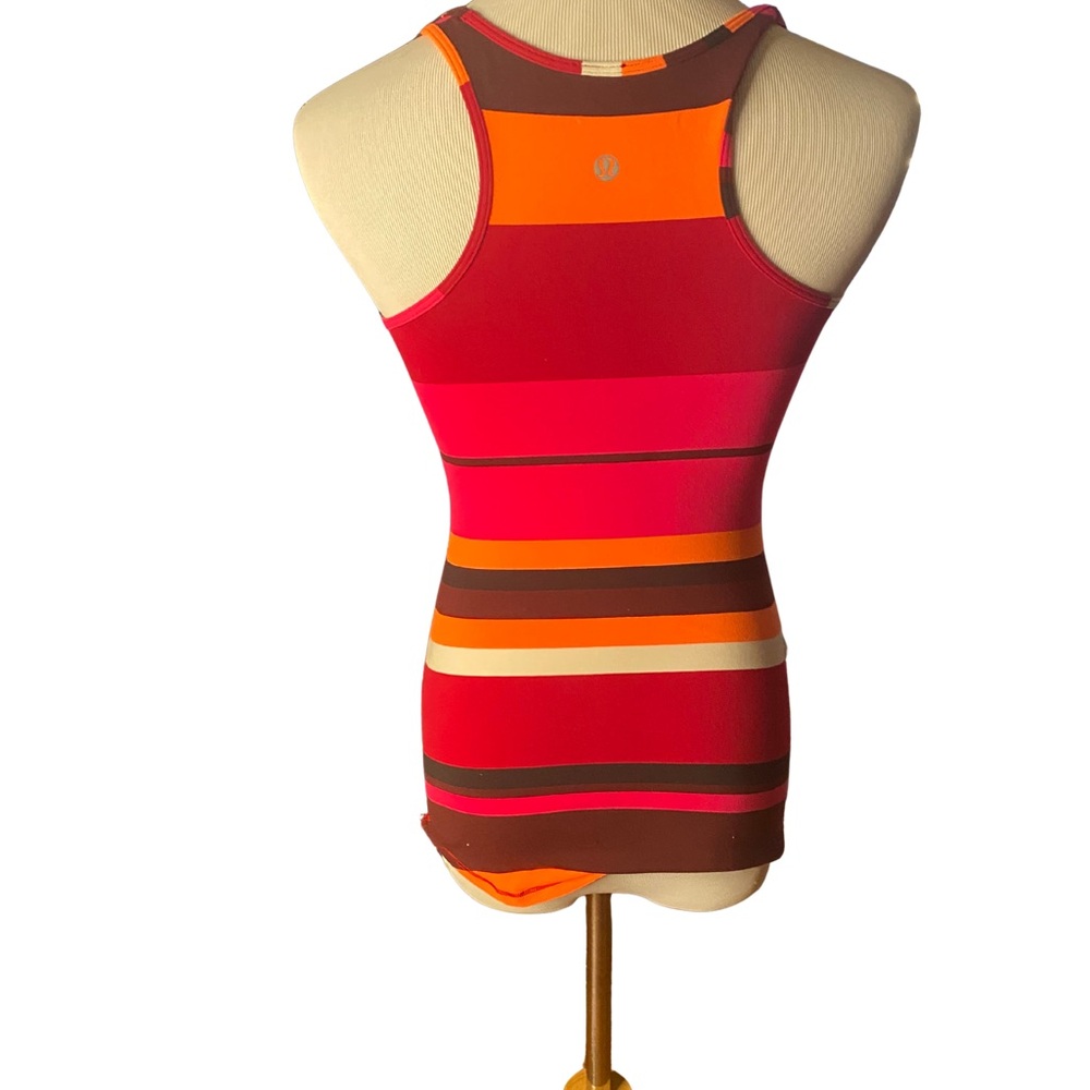 Lululemon Striped Racerback Tank Top – Pink Red Orange – Small (Estimated) - Picture 3 of 7